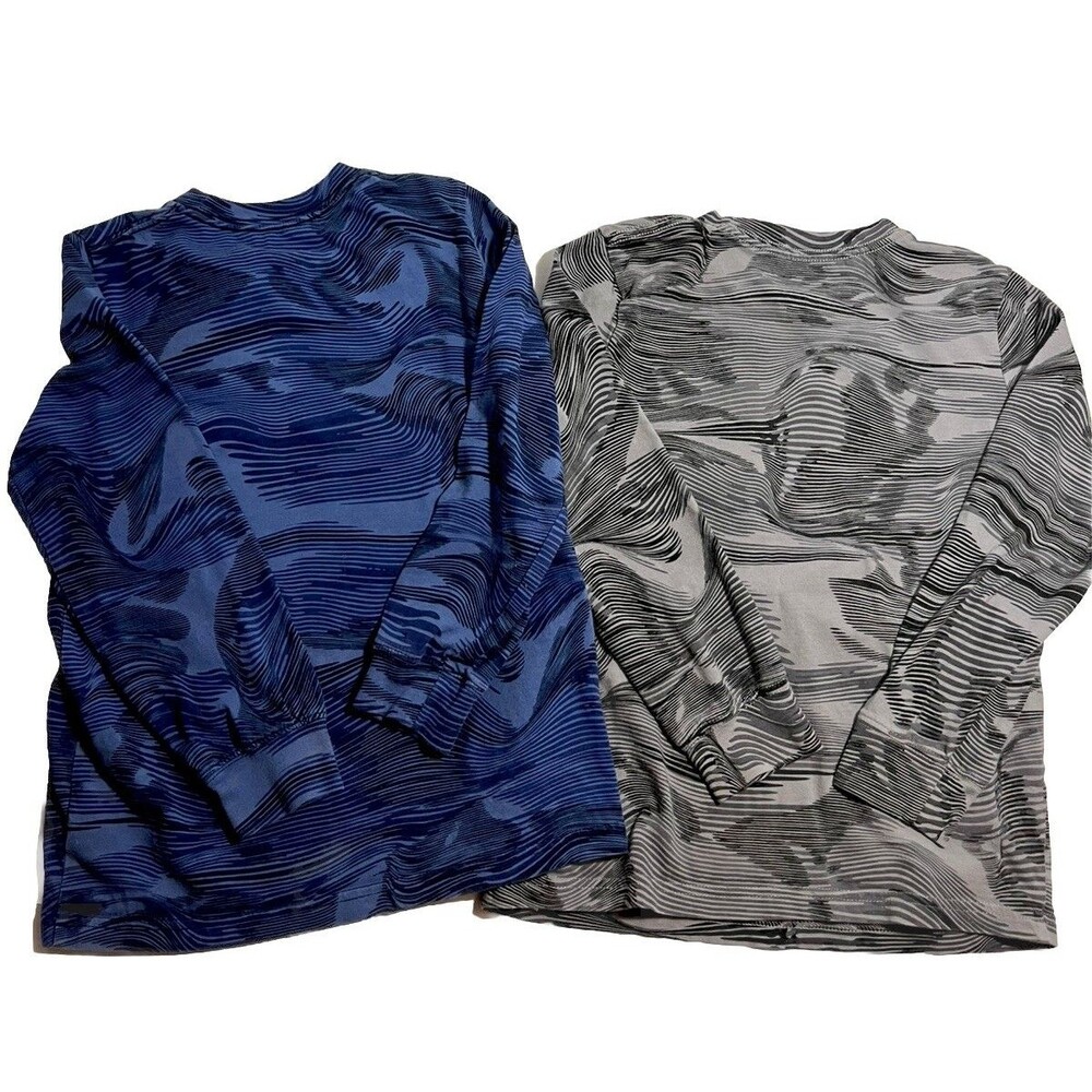 Adidas Boys Youth Long Sleeve Logo Shirts Size 7 Blue Black Gray Lot Of 2 - Picture 2 of 6